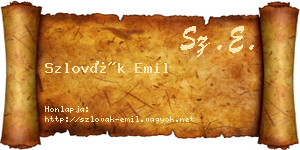 Szlovák Emil névjegykártya